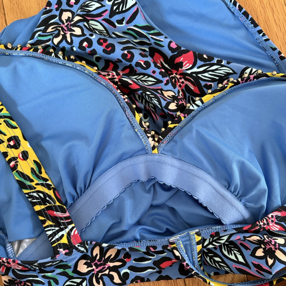 F&F One Piece Swimsuit Colorful Floral Animal Print Gold Stud Bathing Suit US 6 - Picture 6 of 14